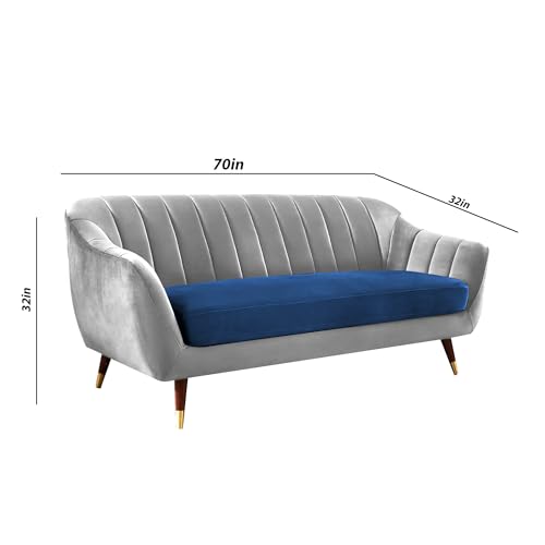 Image of Casaliving Anyse 3 Seater Sofa Set for Living Room (Blue Grey Fabric) Premium Fabric Sofa