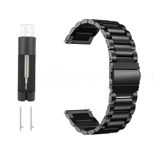 Smtfcty Edelstahl Uhrenarmband 20mm Mit Doppelt Faltschließe, Galvanisiertes Metall Ersatzarmband, Verstellbares Glied Werkzeug für Herren Damen