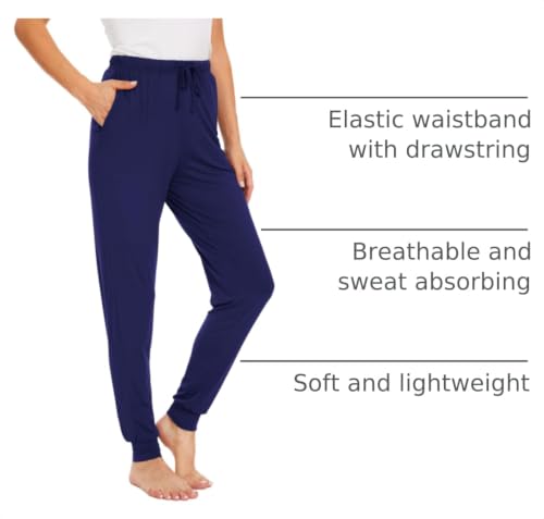 Image of GYS Women's Bamboo Viscose Cooling Jogger Pajama Pants | Moisture wicking, Breathable, Tagless, Soft stretch, Drawstring, 2 pockets, Jogger cuffs, for hot flashes & lounge