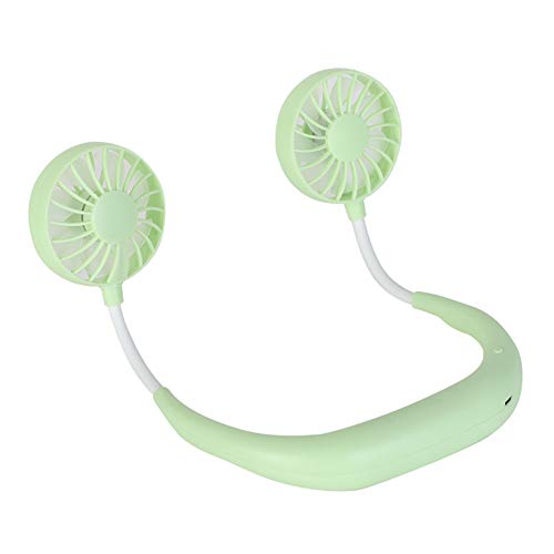 D-SYANA8 Cuello colgante ventilador de refrigeración deportes portátil USB recargable cuello colgante doble mini banda para el cuello ventilador más fresco verde Cover