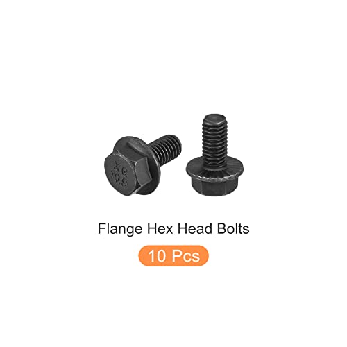 Image of METALLIXITY Flanged Hex Head Bolts (M8x16mm) 10pcs, Hexagon Serrated Flange Bolt Fully Thread Screw - for House Construction Hardware Fasteners
