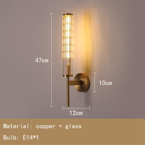 Lampe de chambre à coucher moderne E14 en laiton et verre transparent d'intérieur
