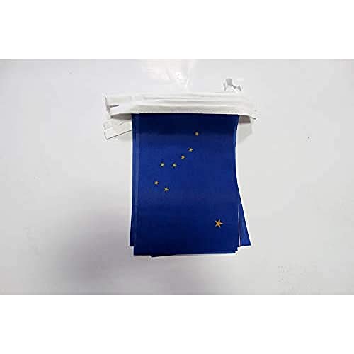 Image of AZ FLAG Alaska 6 meters BUNTING Flag 20 flags 9'' x 6'' - US state of Alaska STRING flags 15 x 21 cm