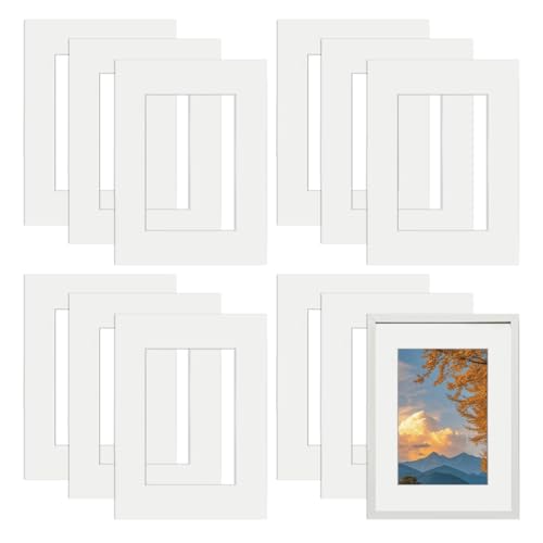 Tutamaz 12 unidades de cartón blanco, dimensiones exteriores 30 x 40 cm, para formato de imagen 20,5 x 29,5 cm, protección de presentación, fotos y fotos, paspartú para fotos, postales, marcos de