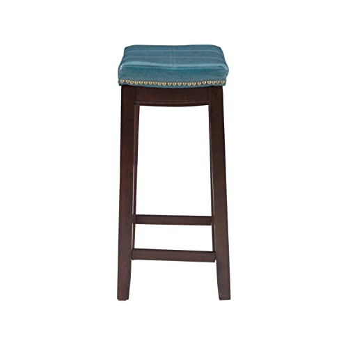 Linon Carson Blue Backless Counter Stool, Brown - Image 6
