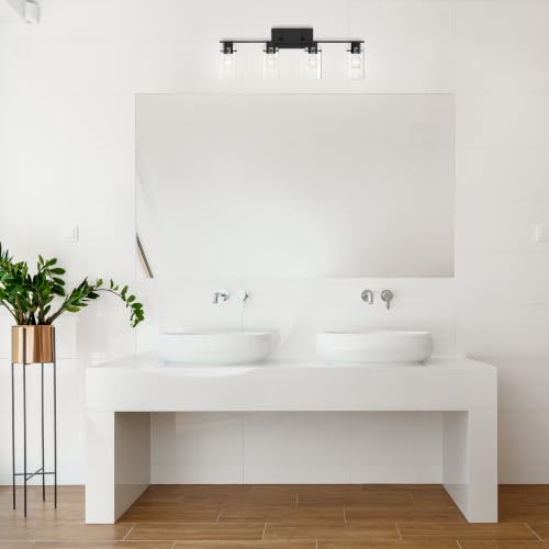 Image of Nuvo 60 /7274 Sommerset 4-Light Vanity Fixture with Clear Glass - Matte Black Finish
