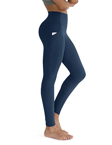 ODODOS Women s High Waisted Yoga Leggings with Out Pockets, Full-Length Workout Running Tights Yoga Pants, Plus Size, Navy, XX-Large