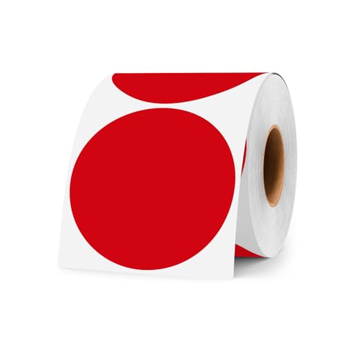 WANSTE 3 Inch Red Color Code Dot Stickers,500 PCS Round Labels Sticker in Dispenser Box for Organization, Inventory