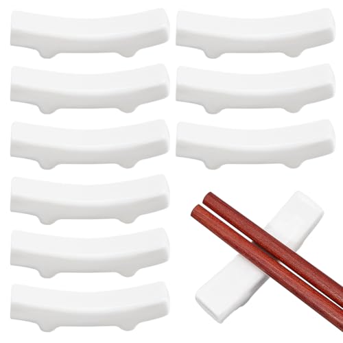 PLIGREAT 10 Pcs Soporte de palillos de porcelana Soporte de palillos de cerámica japonesa Soporte de palillos para soporte de tenedor de cuchara Restraunt Decoración de mesa de cena de hotel