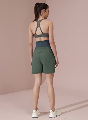 Maternity 5" Running Athletic Shorts Sports Active Workout Tennis Shorts Olive Green M #TOP2