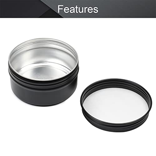 Image of Othmro 3pcs 2.7oz Metal Round Tins Aluminum Tin Cans Containers with Screw Lid, 68 * 35mm(DxH) Black tin cans for Salve, Spices, Lip Balm, Tea or Candies 80ml