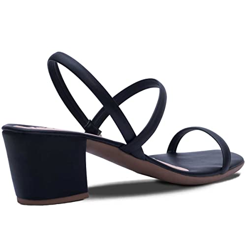 Sandália Feminina Casual Salto Baixo Quadrado Tiras AF3.06 W Cor:Preto;Tamanho:35;Genero:Feminino