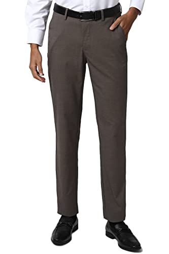 Image of Peter England Men's Slim Fit Formal Trousers (PTF1021701833 Mediumbrown with brown 34W x 33L)