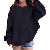 Girls Sweatshirts Casual Fashion Solid Color Long Sleeve Shirts Loose Crewneck Lightweight Pullover Tops Navy