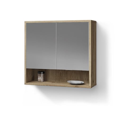Livinity Badspiegelschrank ATERNO, Viking Oak, 70 x 65 cm mit 2 Türen