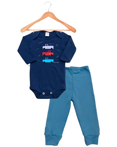 Kit Roupa de Bebe 8 Peças Body Manga Longa e Calça Mijão 100% Algodão fio 30 penteado Premium Menino