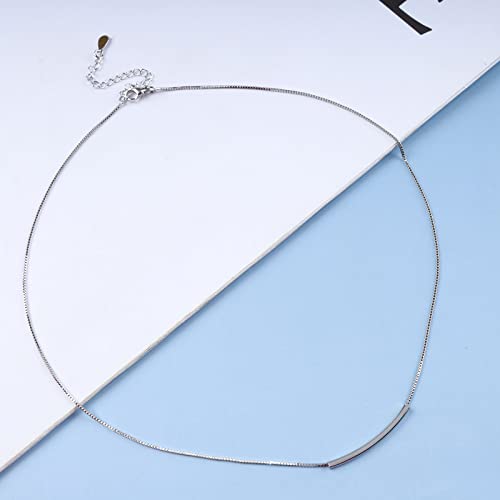Erimberate XLP-01011 Punk Horizontal Bar Pendant Necklace Balance Tube Bar Chain Necklace Silver Bar Collar Necklace Minimalist Horizontal Bar Choker Necklace Jewelry thumb #1