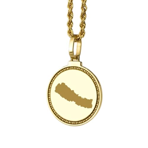 Pendentif carte du Népal argent et plaqué or, cadeau de voyage gravé 25mm