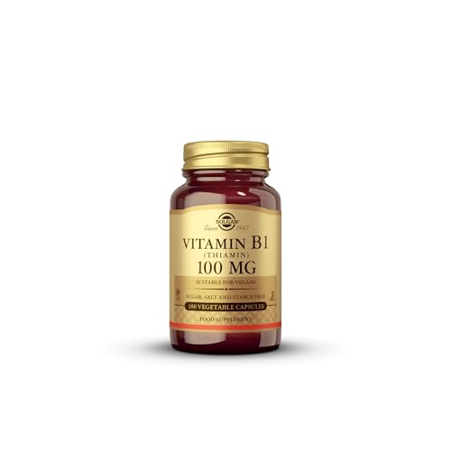Solgar Vitamin B1 (Thiamin) 100 mg Vegetable Capsules - Pack of 100 - Supports Energy Levels and Nervous System - for a Healthy Heart and Balanced Mind - Vegan and Gluten Free