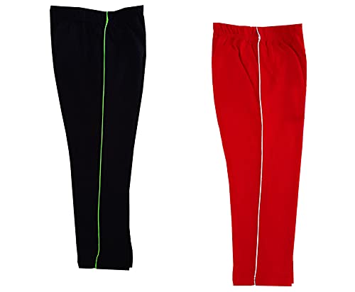 Image of indi weaves Girls Cotton Solid Capri 3 /4th Leggings (Pack of 2)