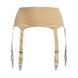 Skin Color Plus Size Metal Buckles 6 Wide Straps Sexy Women Seamless Garter Belt for Stockings S504S (Skin, Medium)