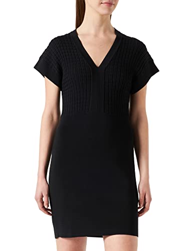 Morgan Robe Tricot Manches Courtes Unie 221-RMOLI, Negro, XL para Mujer