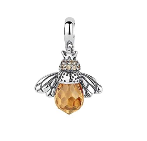Charm colgante abeja de plata de primera ley y cristal noble