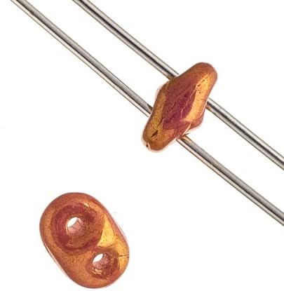 Matubo Czech Superduo 2-Hole, 22g, 2.5x5mm, Chalk Ruby Luster
