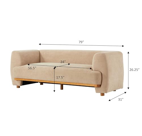 Image of Christopher Knight Home Flowin Velvet Upholstered 3 Seater Sofa Couch, Wooden Home Sofa Living Room, Comfy Cloud Couch for Bedroom, Home Office, Dark Beige+Brown