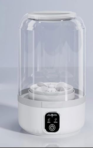 Image of Portable Mini Washing Machine, Upgraded All-in-One 3L Compact Washer & Spin Dryer Combo with Blue Light, Small Travel Laundry Machine for Underwear Baby Clothes Socks Towels Home Dorm Milky White