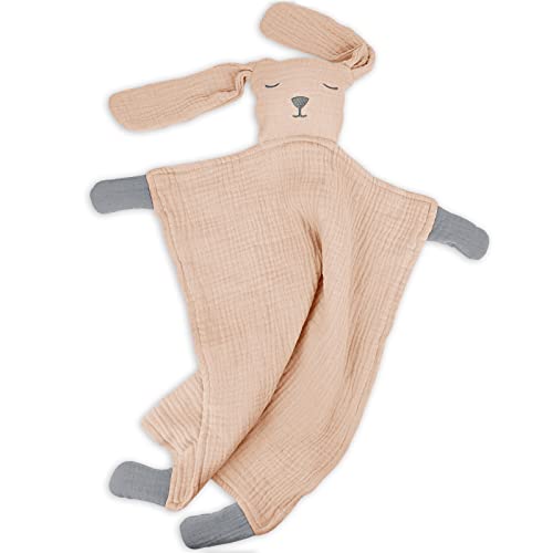 Image of Lulu moon Baby Security Blanket for Unisex, Cotton Muslin Baby Lovey, Soft & Breathable Lovie Baby Gifts for Boys and Girls, 15 * 12 Inch (Peach Pink)