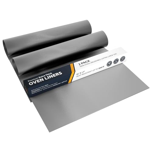 Comparison: Best Oven Liners For Fan Ovens 9 Oven Liners for Bottom of Oven - 2 Pack Large Heavy Duty Mats, 17”x25” Non-Stick Reusable Liner for Electric, Gas, Toasters, Grills - BPA & PFOA Free Kitchen Accessory to Keep It Clean (Silver)