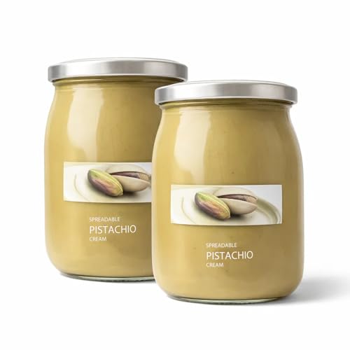 2 x Spreadable Pistachio Cream 600g - Luxurious Sweet Nut Paste for Baking Desserts and Croissants Velvety Italian Style Gourmet Spread Vegetarian