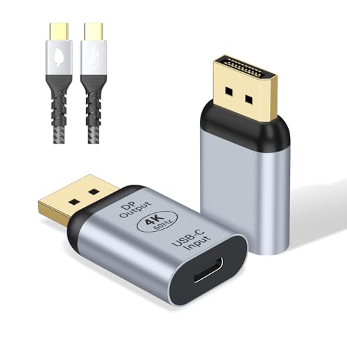 USB C to DisplayPort Adapter with USB C Video Cable 4K@60Hz Uni-Directional USB C Female to DP Male Adapter Thunderbolt 4/3 to DP Converter Compatible with i-/Phone 17 Galaxy MacBok Pro- 1 Pack