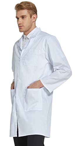 Vogrye Professional Lab Coat For Men Women Long Sleeve, White, Unisex #TOP2