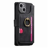 Trugox Zip Wallet Case for Apple iPhone 14 Phone Case with Ring Stand RFID Blocking Safe Card Holder Leather Purse Folio Book Folding Flip Case Cover Women Men - Black - Image 3