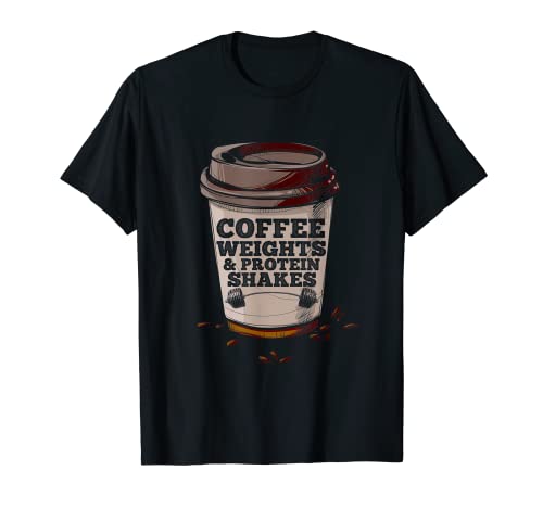 Protein Shake Diät Kaffee Gewichte Frühstück Lustige Fitness T-Shirt