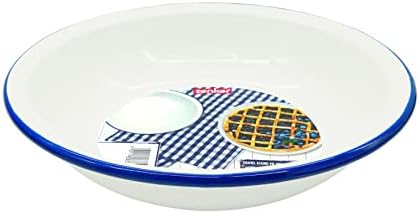 Zenker Enamel Round Pie Dish, Vintage Design, Suitable for Oven & Stove, Diswasher Safe, Oven Tray, Pie Tin, Dimensions: 25x25x5cm Colour: White, Blue