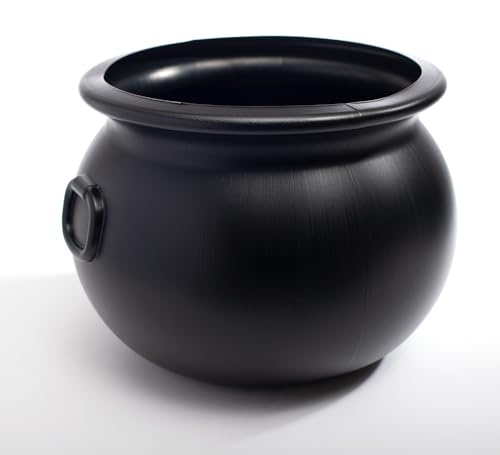 Anderson's Black Plastic Kettle Pot or Cauldron 9 x 12 for Halloween & St. Patrick's Day, Sturdy, Reusable, Perfect for Treats, Party Favors, Decorations, and More, Ideal for Home, Office, and Events