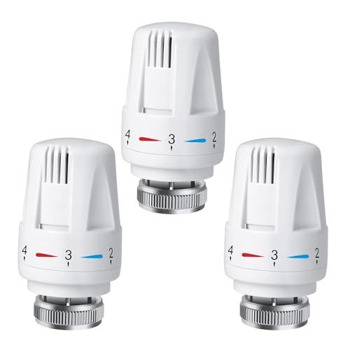 Swetup Trv Thermostatic Radiator Valve, Thermostatic Valves Head Only, Radiator Thermostat Head M30 x 1.5, Standard Radiator Valves Replacement Head for Home Office, White, 3PCS