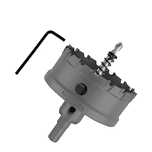 Cjueiom TCT Carbide Hole Saw 73mm / 2-7/8 Inch Hole Saw Drill Bit, Metal Hole Cutter with Pilot Drill Bit, Heavy Duty Hole Saw for Stainless Steel Sheet Metal Brass Aluminum Wood Plastic Copper