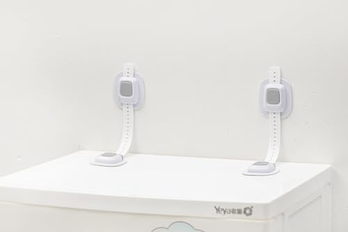 YEYA No Drill Anti tip Furniture Adjustable Straps Wall Anchors for Baby proofing (Upgraded 2P)
