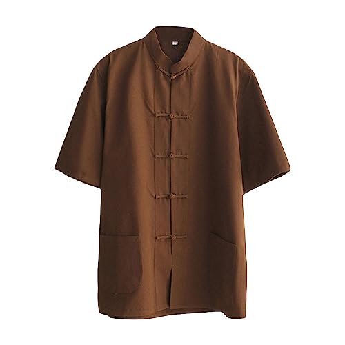 ZooBoo 100% Cotton Short Sleeve Kung Fu Shirt – Traditional Chinese Martial Arts Top for Men & Women (XXL, Coffee) by ZooBoo - Used condition - US$15.09
