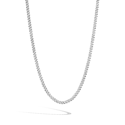 John Hardy Classic Chain Collection Men's Curb Chain Necklace, 3.9MM 925-Sterling Silver Luxury Chain Necklace for Men