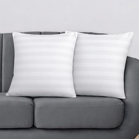 Premium Fiber Filled Cushion Inserts Set of 2 (12x12 Inches) | Soft Square Pillow Fillers for Sofa, Car, Bed & Home Decor | White