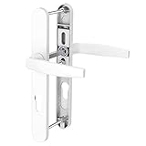 Schmalrahmengarnitur PZ Lochung Nebeingangstürbeschlag Haustürbeschlag Weiß RAL9016 Wechselgarnitur 92mm Türdrücker Langschild (Drücker/Drücker, Türstärke 55-70mm)