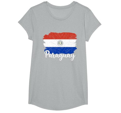 Paraguay Flag Men Women Kids Paraguay Country T-Shirt, Girls, Heather Grey, Medium