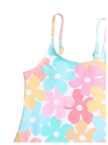 WDIRARA Toddle Girl's Floral Print Spaghetti Strap One Piece Swimsuit Beach Swimwear3