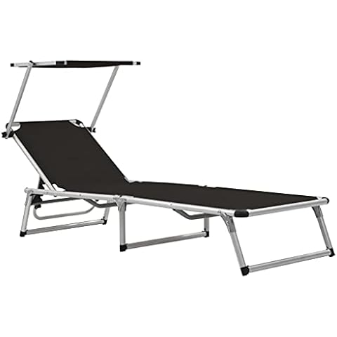 vidaXL Folding Sun Lounger with Sunroof Cover