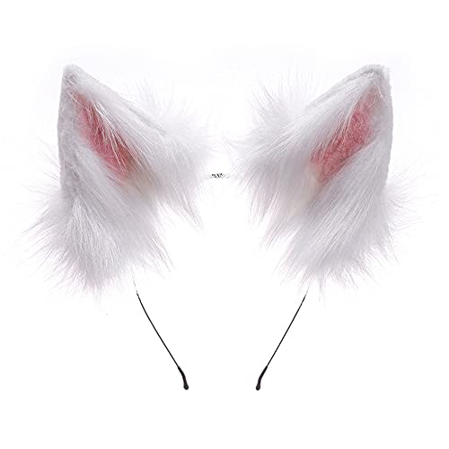 HAOAN Handmade Cat Fox Fur Ears Hairhoop Headwear Anime Party Halloween Costume Headband Hairband
